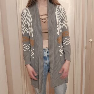 Roxy Aztec Cardigan Gray Yellow Xtra-Small/Small